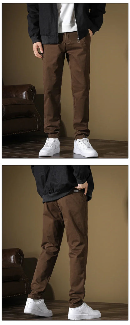 Spring New Men Casual Pants Slim Fit Stretch Arrivals Fashion Button Desinger Men's Streetwear Brand Male Clothing