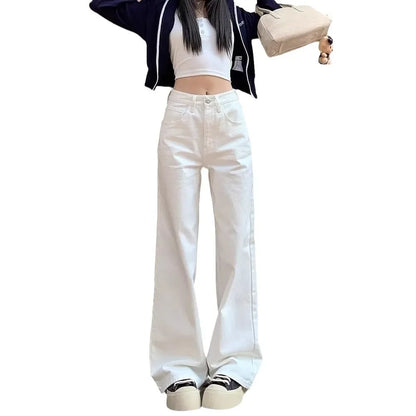 High-Waisted Slimming Straight-Leg Denim Jeans