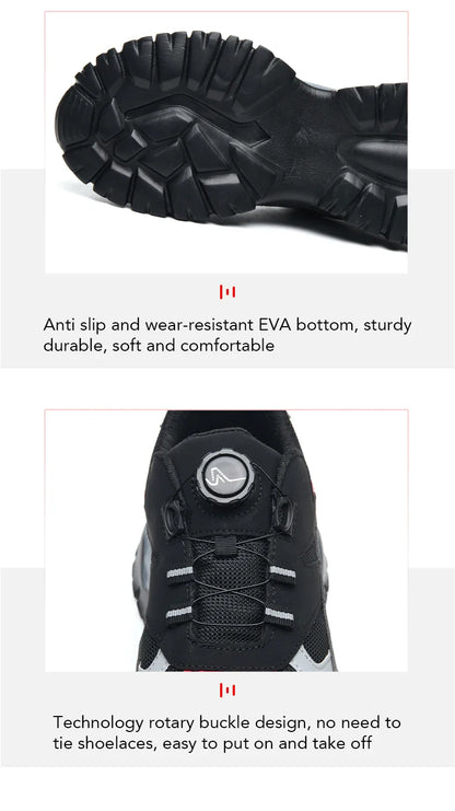Men's Work Safety Boots Steel Toe Shoes Indestructible Shoes Puncture-Proof Work Boots Kevlar fabric Rotating Button Shoes