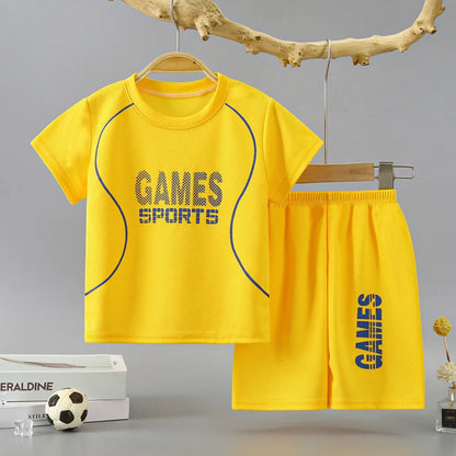 1Set Children's Quick-drying Sports Suit Boys Girls Running Tee Kid Casual Short Sleeves And Shorts Breathable Basketball Sets