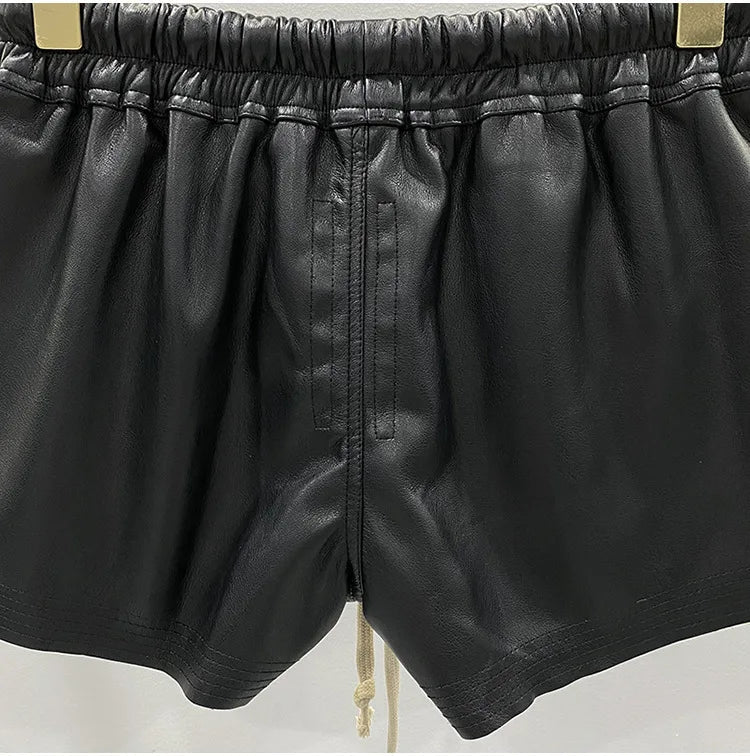 Women's Fashion Basic PU Leather Four Corner Pockets Comfortable Shorts New Versatile Black Short Pants