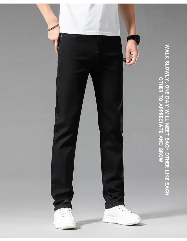 White Summer Men's Slim Jeans Classic Business Fashion High Quality Cotton Stretch Denim Pants Brand Trousers
