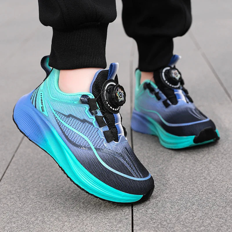Outdoor Lace-up Boys Girls Knit Jogging Shoes Gym Sneakers Children‘s Basketball Shoes Non-slip Breathable Sports Training Shoes