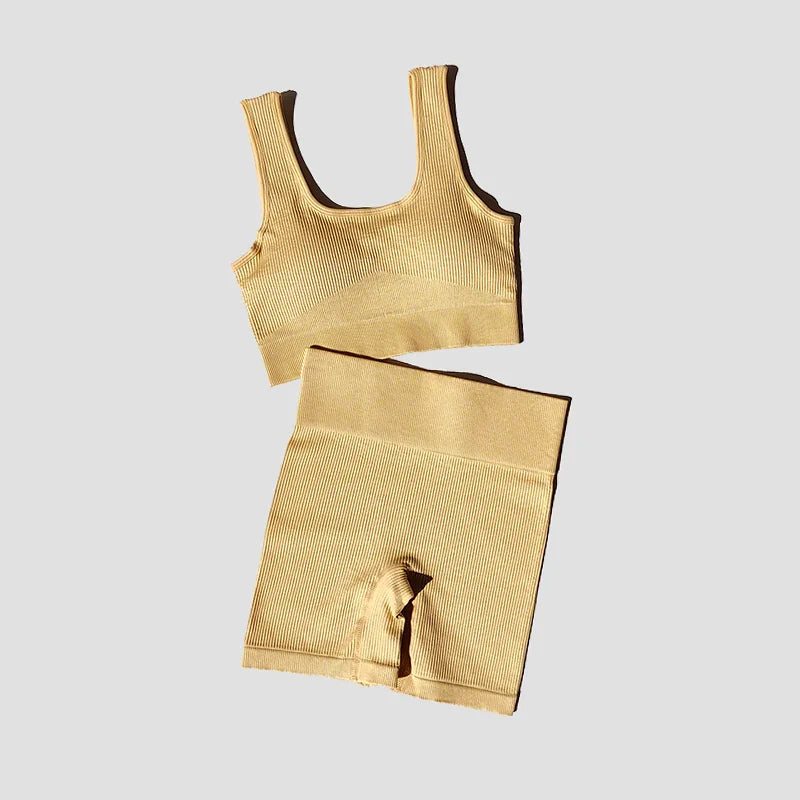 2PCS Women Yoga Set Gym Set Sexy Bra Seamless Sports Shorts Workout Running Clothing Gym Wear Athletic Sport Suit