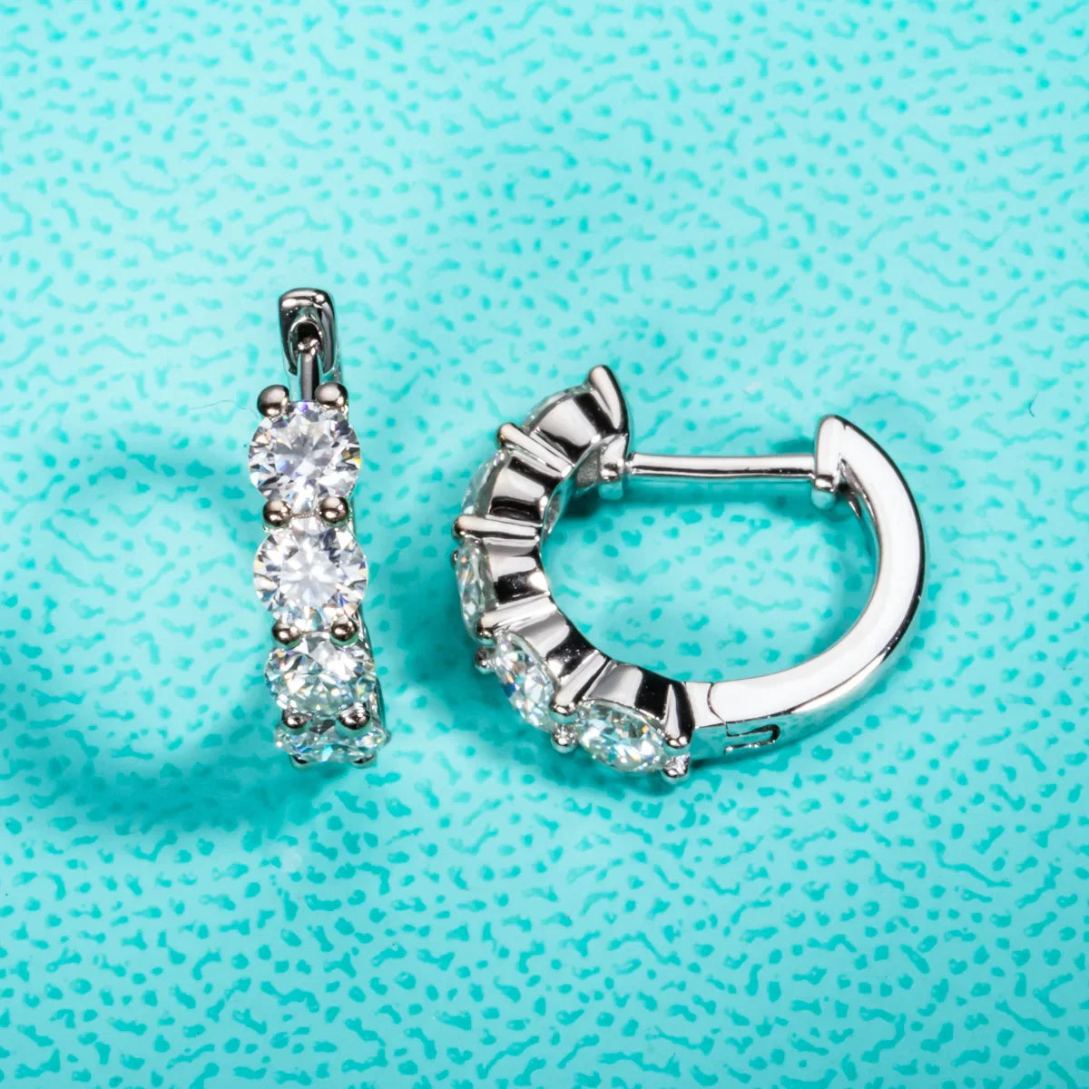 4mm 3cttw D Color Moissanite Huggie Hoop Earrings 925 Sterling Silver Luxury Huggie Earring For Women