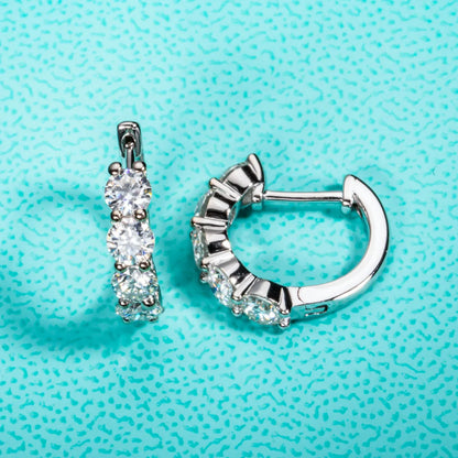 4mm 3cttw D Color Moissanite Huggie Hoop Earrings 925 Sterling Silver Luxury Huggie Earring For Women