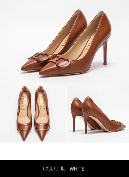 Women's High Heels New Pointed Metal Buckle Party Carnival Women's Shoes 9cm
