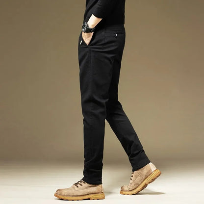 Men's Pants Casual Cotton Solid Color Spring Autumn Straight Business Work Pants High Quality Fashion Black Grey Trousers