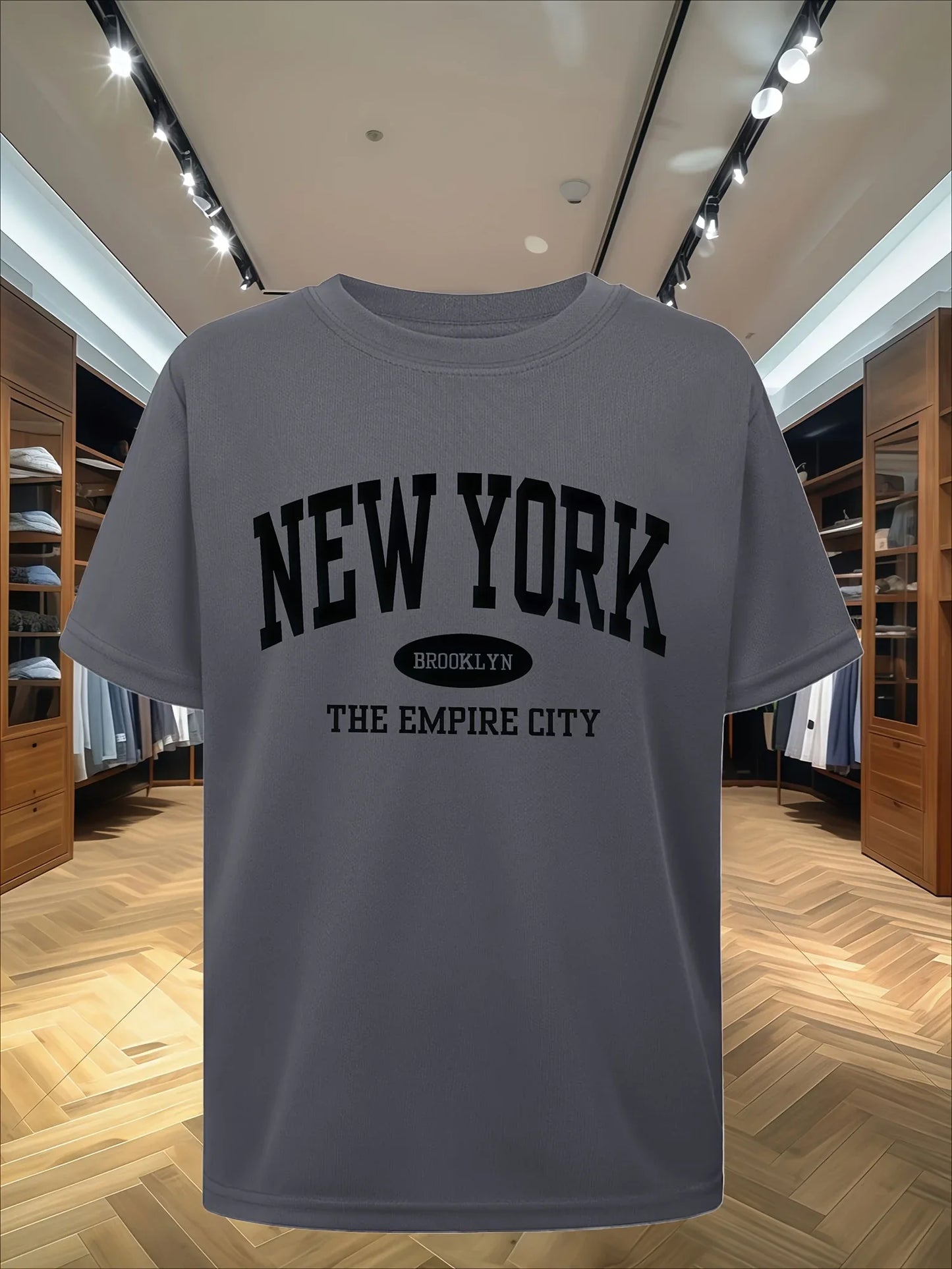 Men's New YorkThe Empire City Graphic T-Shirt, Casual Cotton Short Sleeve O-Neck Top Vintage Streetwear Summer Fashion Tee