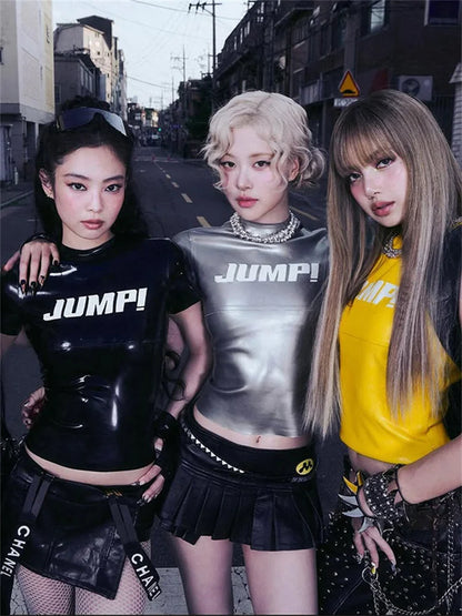 Summer New Trend T-Shirts Women Letter Print Reflection Design Short Sleeve Hot Girls High Street Style Crop Tops