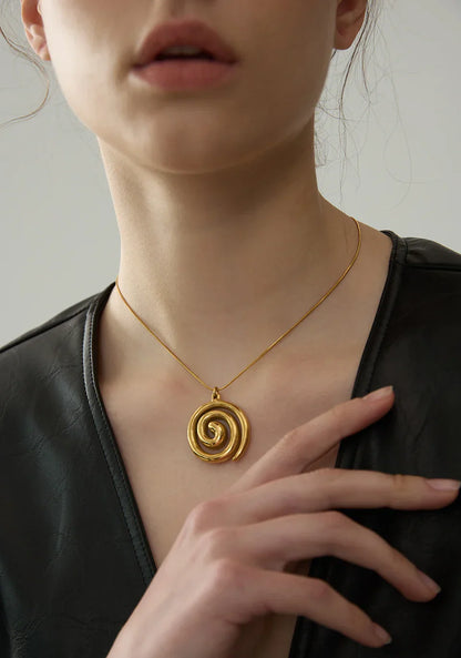 Trendy Stainless Steel Round Circle Pendant Necklace 18K PVD Plated Waterproof Statement Neck Jewelry Bijoux Femme New