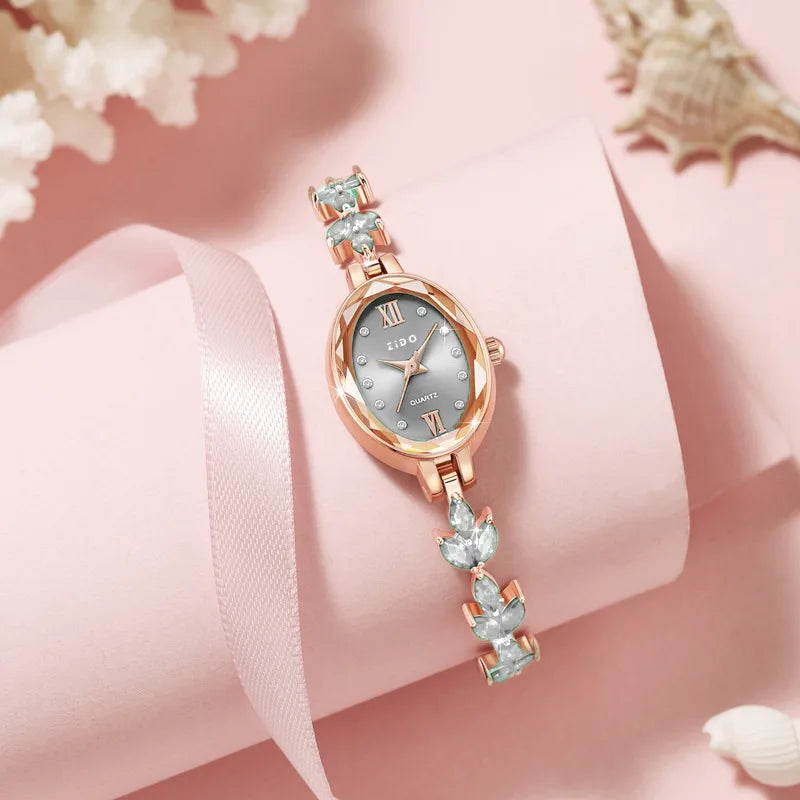 V22 Women's Watches Light Luxury Diamond Inlaid Female Watch Waterproof Oval Ladies Fashion Quartz Bracelet Wristwatch