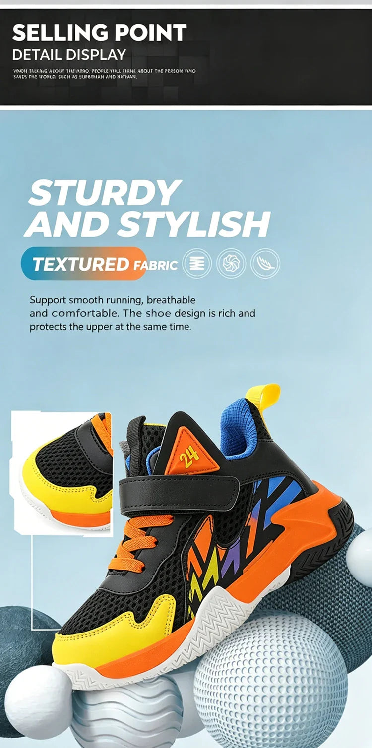 Summer Breathable Children's Sports Shoes Outdoor Basketball Shoes Kids Non-slip Platform Casual Sneakers For Boys Trainers