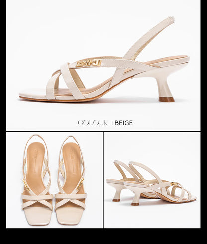 Heels Women's New Comfortable Sheepskin Leather Low Heel Sandals Wedding Banquet Women's Shoes