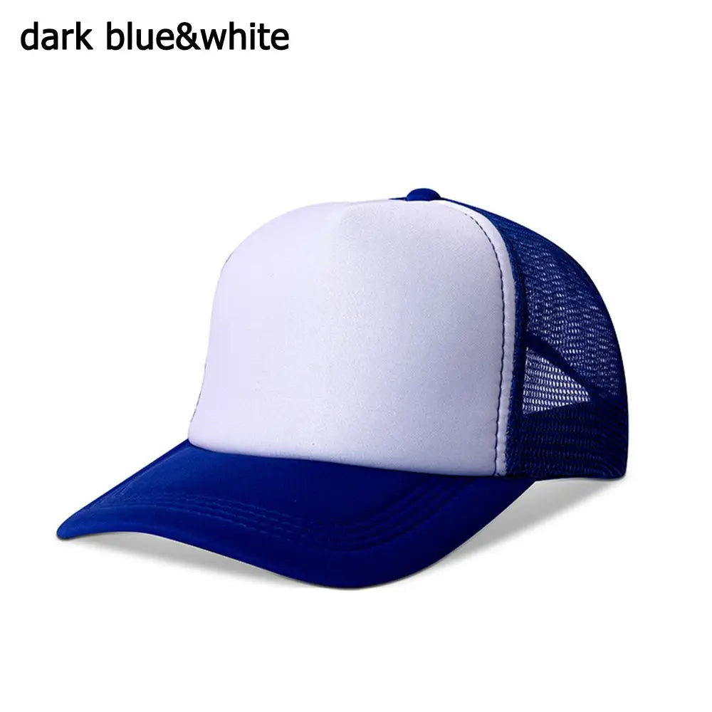 Fashion Unisex Plain Baseball Cap Adjustable Trucker Baseball Cap Snapback Mesh Curved Mens Womens Sun Summer Hat