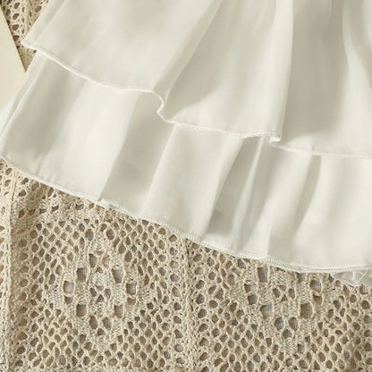 Chic Sweet Style Pleated A-Line Skirt Elegant Versatile Tiered Skirt Basic Cut High Waist Elastic Waist Skirt Summer