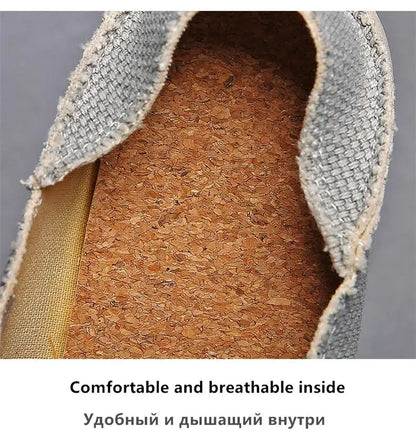 2024 Summer Men Canvas Shoes Espadrilles Breathable Casual Shoes Men Loafers Comfortable Ultralight Lazy Boat Shoes Big Size 47