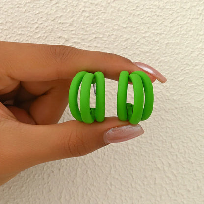 New Elegant Women Dangle Earrings C-shaped Painting Girls Hoop Earrings Flannelette Geometric Statement Earrings pendientes