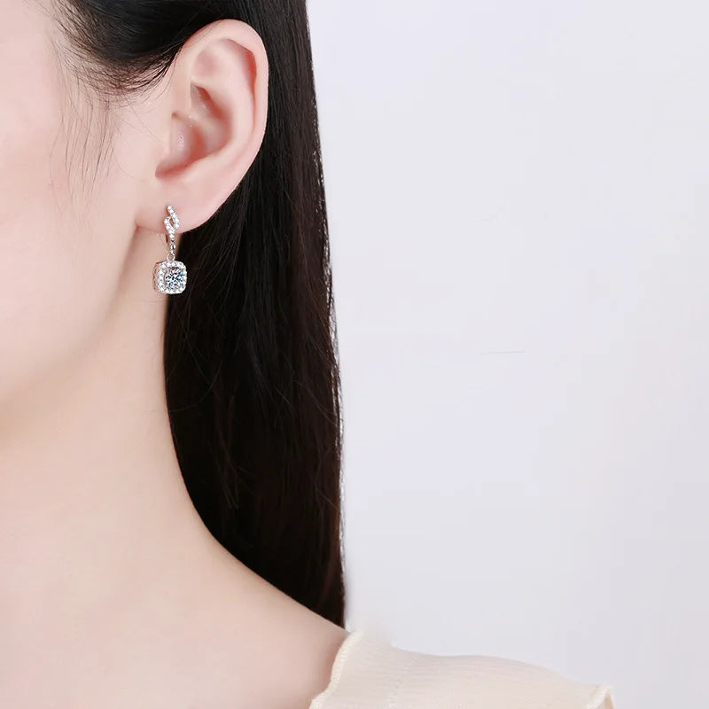 White Gold 1ct D Color Moissanite Drop Earring for Women Create Diamond Wedding Jewelry S925 Sterling Silver Earring
