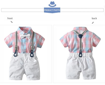Kids Boys Formal Birthday Outfit Suit Toddler Gentleman Wedding White Shirt 1-7 Years Baby Pants Boys Ceremony Outfits