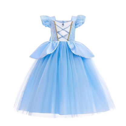 2-10Y Kids Prium Cosplay Elsa Anna Costume Dress 2025 Winter Long Mesh Princess DressGirl Christma Carnival Clothes Ball Gown