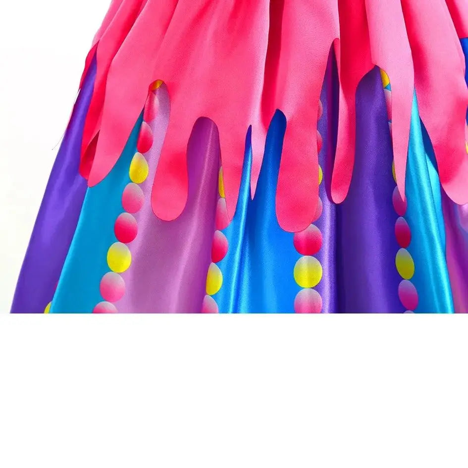 New Sweet Lollipop Candy Girl Dress Carnival Party Little Kids Birthday Costume Fancy Rainbow Tutu Children Wedding Clothes