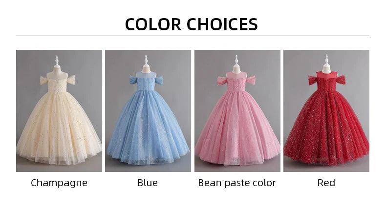 1308 Baby Dresses For Eid 2023 Girls' Sleeveless Mesh Puffy Princess Length Rainbow Skirt Dinner Piano Performance