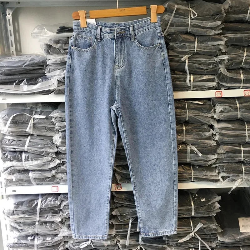 High-Waisted Slimming Harem Jeans Trendy Fashion Denim Pants