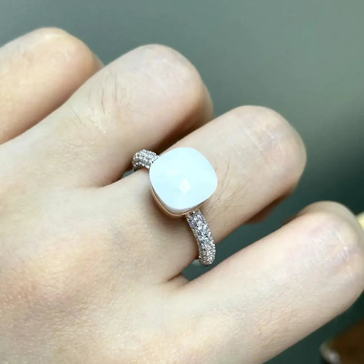 10.6mm S925 Ring Silver Rose Gold Metal 32 Colors Candy Style Zircon Crystal Ring for Women Fine Jewelry Party Gift Trendy Ring