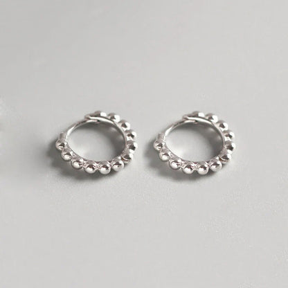 925 Sterling Silver Simple Fashion Glossy Beads Gold Huggies Hoop Earrings for Women Gothic Piercing Jewelry Accessories