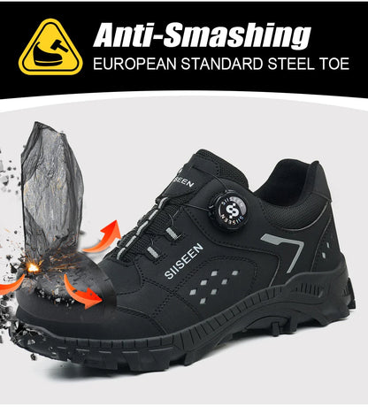 Men's Steel Head Safety Shoes Puncture And Smash Resistant Lightweight Sole Breathable Upper for Outdoor Workshop Work Shoes