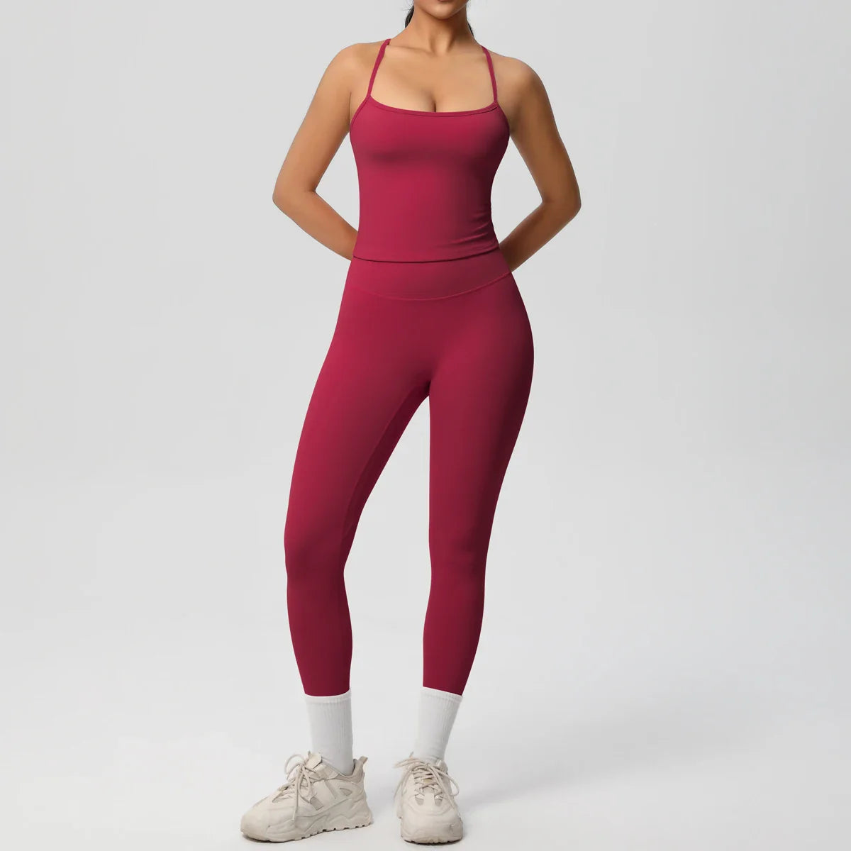 2PCS Yoga Set Nude Feeling Workout Sets Women Tracksuit Gym Push Up Fitness Running Workout Sportwear Sport Bra Leggings Suit