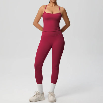 2PCS Yoga Set Nude Feeling Workout Sets Women Tracksuit Gym Push Up Fitness Running Workout Sportwear Sport Bra Leggings Suit