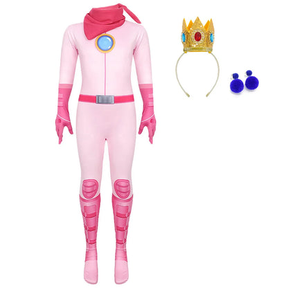 Vestido de Princesa Pêssego para Meninas Jogo Roupa de Cosplay Rosalina Fantasia de Aniversário Festa Halloween Carnaval Roupa 4-10 Anos
