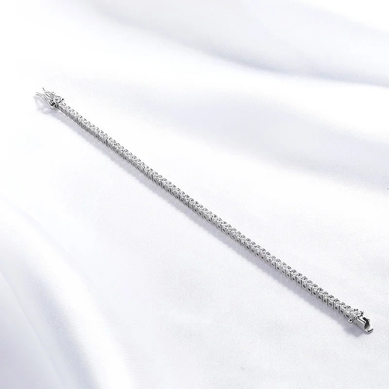 2MM D Color 100% Real Moissanite Tennis Bracelet for Women Lab Diamond Original Silver 925 Jewelry Hip Hop Party Chain