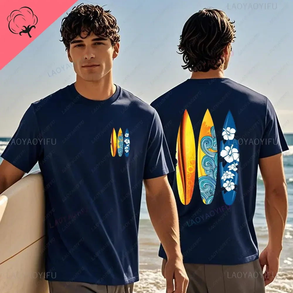 Hawaiian Traditions North Shore Hawaii Surfing Men Women White High Qulaty Cotton T-shirt Comfortable Beach-style Surf Tee Tops