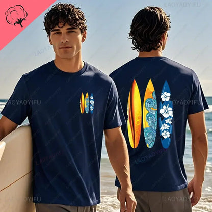 Hawaiian Traditions North Shore Hawaii Surfing Men Women White High Qulaty Cotton T-shirt Comfortable Beach-style Surf Tee Tops