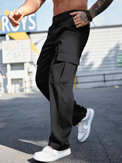Men's Workwear Pants Wear-Resistant Sports Straight Leg Loose Summer Multi-Pocket Casual Trousers