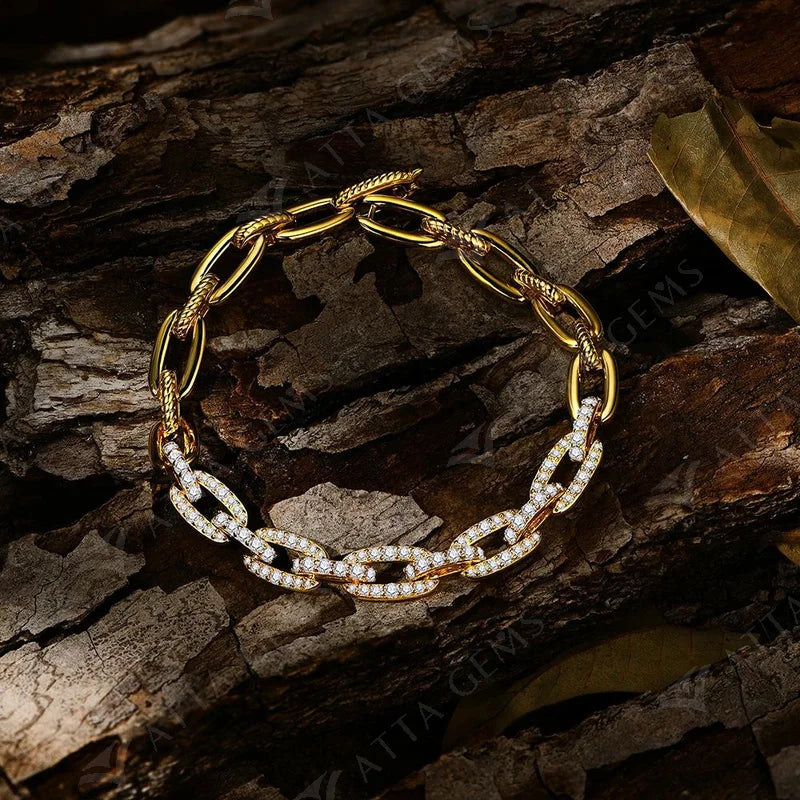 Luxurly Moissanite Diamond Bracelet for Women s925 Sterling Silver Yellow Gold Color Birthday Jewelry Gift Fine Jewelry