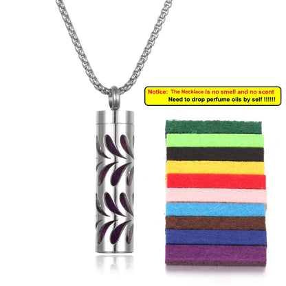 Long Strip Stainless Steel Aromatherapy Necklace Perfume Diffuser Essential Oil Diffuser Pendant Necklace Jewelry Accessories