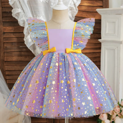 Baby Prinsess Dress Girls Birthday Party Dresses Kids Children Sleeveless Tulle Tutu Clothings 1-5Y
