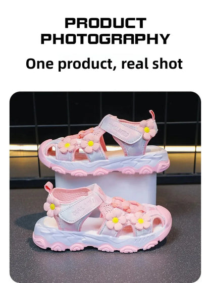 Summer Sport Sandals For Girls PU Leather Waterproof Beach Running Footwear For Children  Hollow Out Teenager Kid's Sneakers