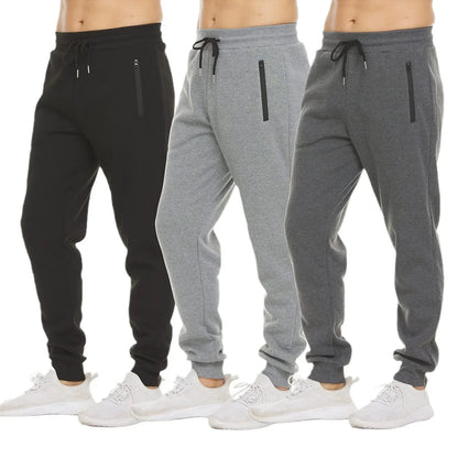 New Sweatpants Side Zipper Pockets Men Joggers Track Pants Elastic Waist Sport Casual Trousers Baggy Fitness Gym Clothing