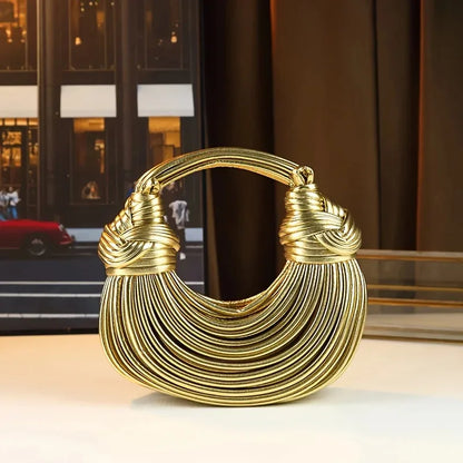 Luxury Designer Handbags Hand-woven Noodle Bag Knot Bag silver Dinner Bag