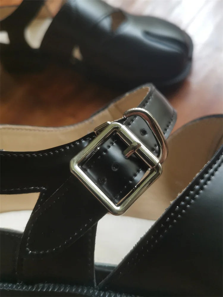 Fashion Women's Shoes New High Quality Leather Split Toe Mary Jane Shoes Comfortable Low Heel Women Shoes Lolita
