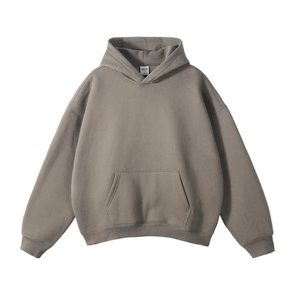 Thick 350gsm Fleece Hooded Hoodies For Men Unisex Winter Oversized Loose Basic Solid Sweatshirts Pullovers Coats HY0631
