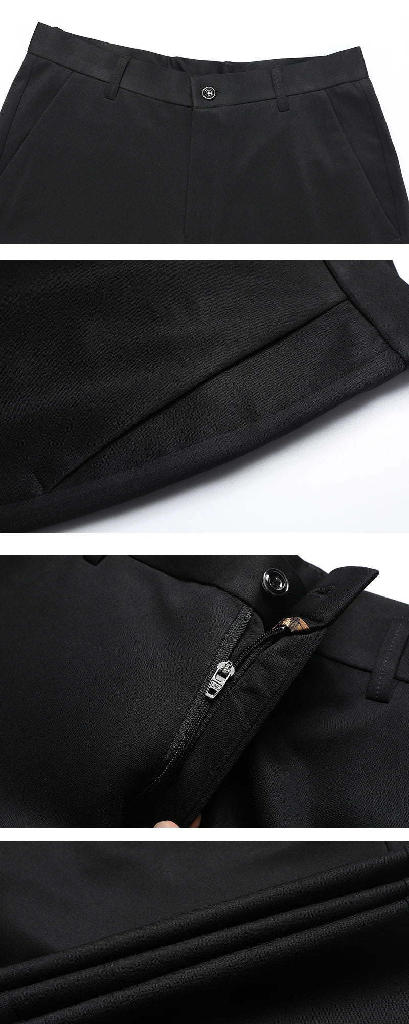 Spring Summer Men's Pants Stretch Solid Black Smart Casual Men's Trousers Office Quick Dry Dress Pants Stretch Straight Pants