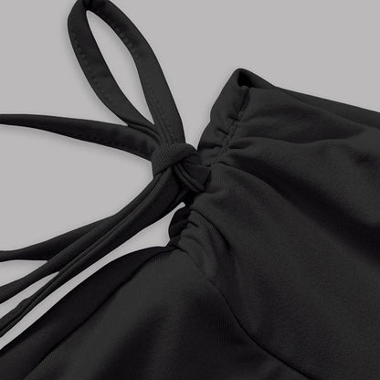 Summer new style simple pure color women's skirt fashion versatile elegant trendy fake drawstring A-line mini super short skirt