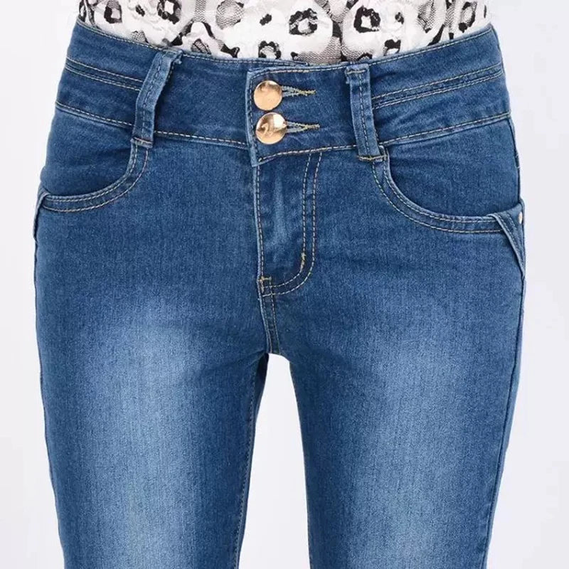Oversized Slim Flare Denim Pants Stretch Cowboy Trousers