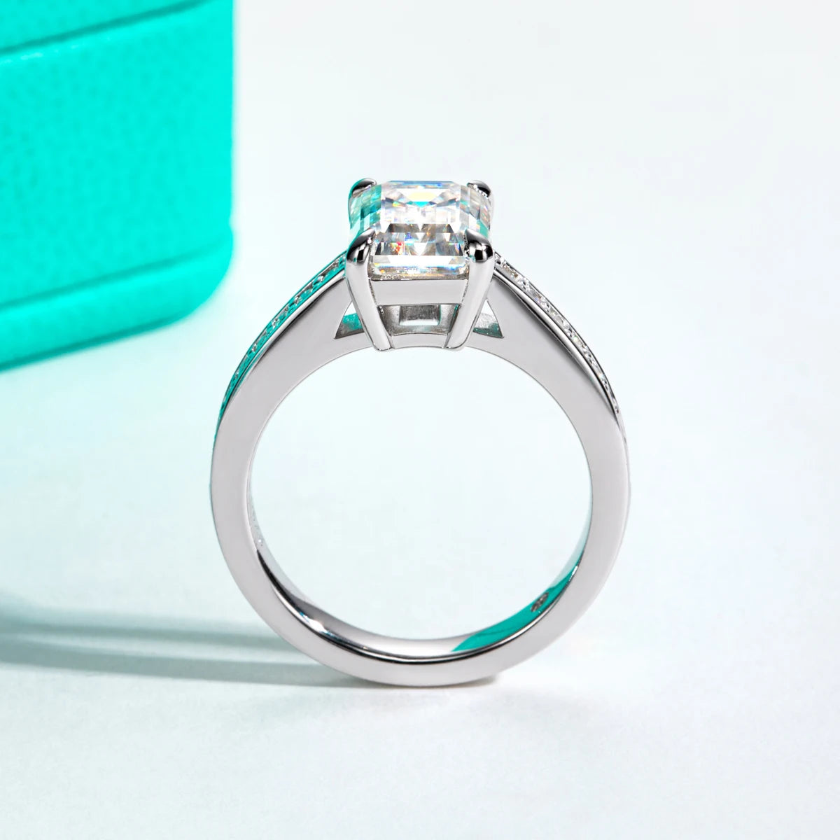 3ct Emerald Cut D Color Moissanite Engagement Ring 18K Gold Plated Classic Wedding Ring Women Jewelry Wholesale
